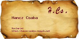 Hancz Csaba névjegykártya
